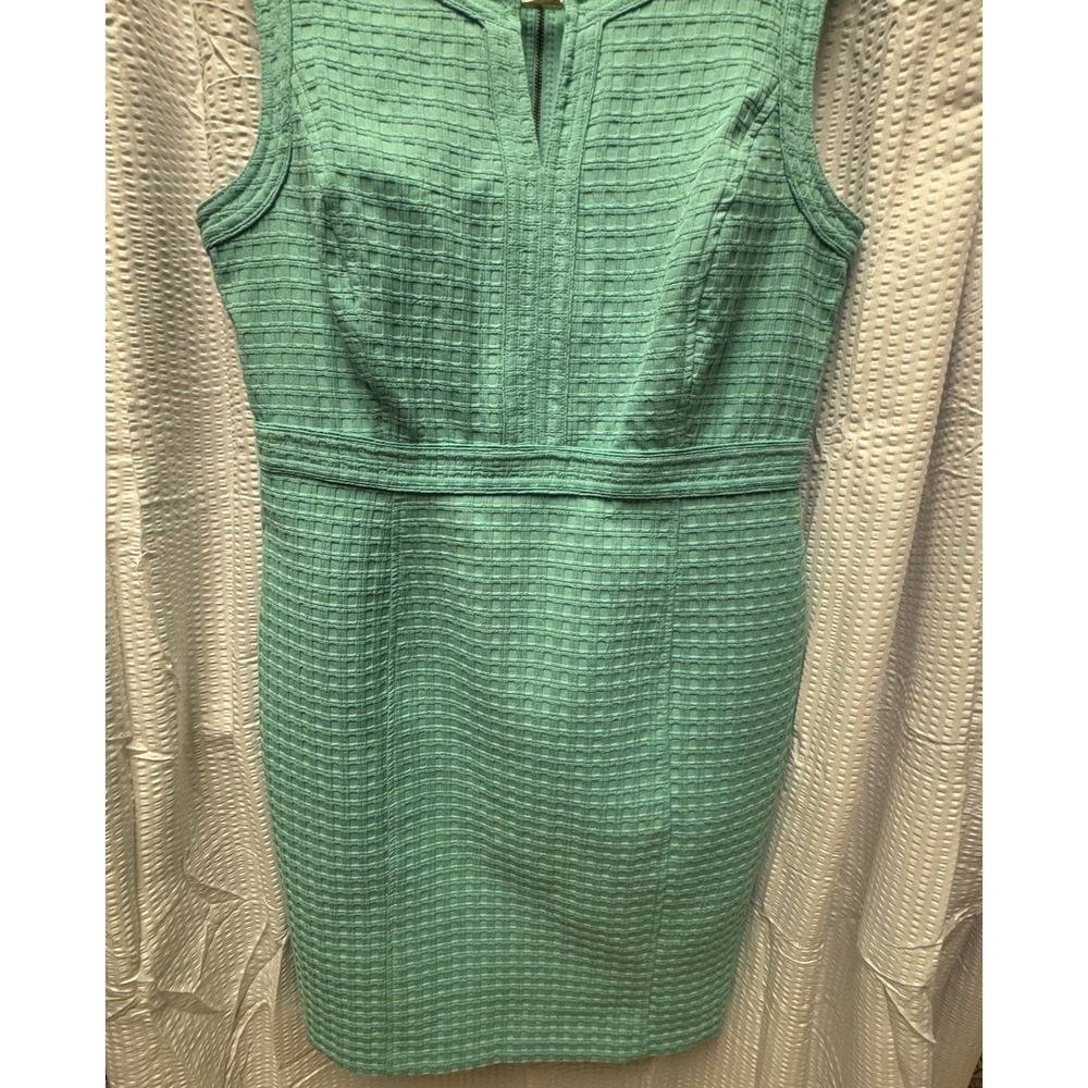 Liz‎ Claiborne Aqua Green Sheath Midi Dress Scoop Neck Midi Size 12 Sleeveless - Picture 2 of 11